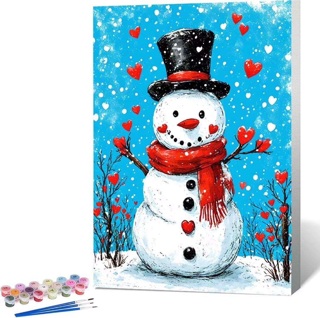 Amazon.co.jp: paint by numbers 雪だるま 数字油絵 ペイントバイ